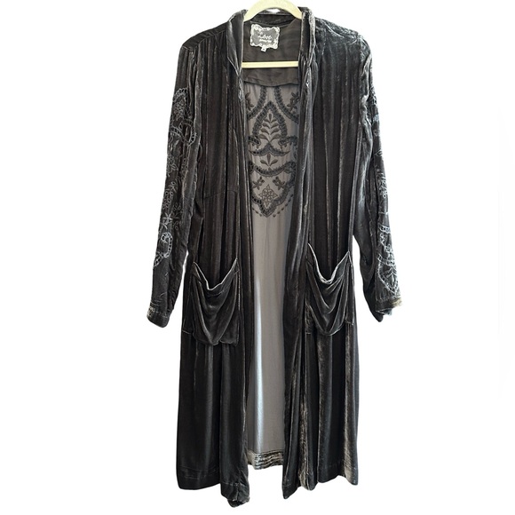 Johnny Was Jackets & Blazers - Johnny Was Love Duster Velvet Long Kimono Embroidered Gray M Whimsigoth READ